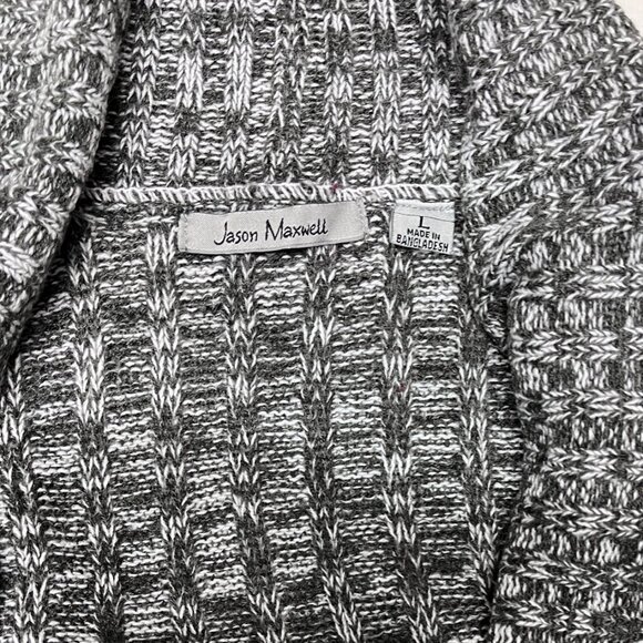 Jason Maxwell Sweater Grey Tone Marled Shawl Collar Tight Knit Cardigan , Large - Picture 2 of 9